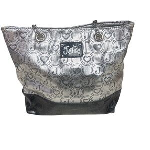 NWOT Justice Silver & Black Girls Women’s Shoulder/ Handbag Purse